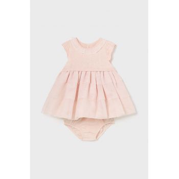 Mayoral Newborn rochie bebe culoarea bej, mini, evazati