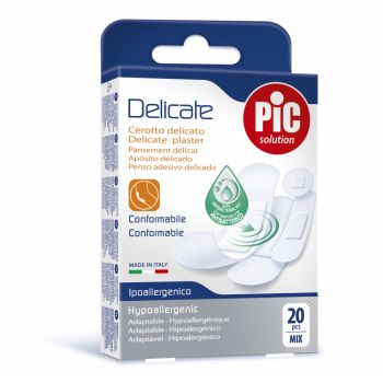 Plasturi piele sensibila Pic Solution Delicate mix 4 dimensiuni cu solutie antibacteriana 20 buccutie