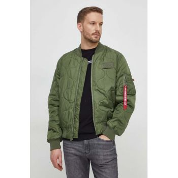 Alpha Industries geaca bomber MA-1 ALS barbati, culoarea verde, de tranzitie