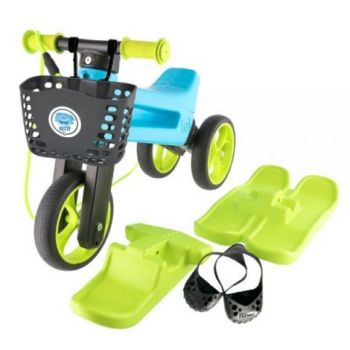 Bicicleta copii 2-5 ani, fara pedale, Funny Wheels Rider Yetti Superpack In Blue Lime, FUNNY WHEELS RIDER 8595557516545