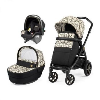 Carucior 3 in 1 Peg Perego Book, SLK, 0 - 22 kg, Graphic Gold, Negru Bej