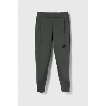 adidas pantaloni de trening pentru copii culoarea verde, neted