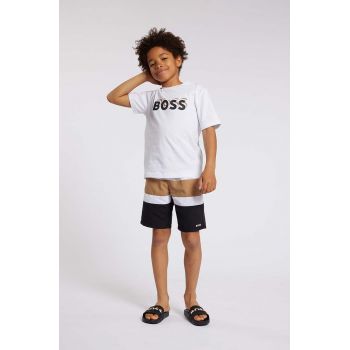 BOSS tricou de bumbac pentru copii culoarea alb, cu imprimeu