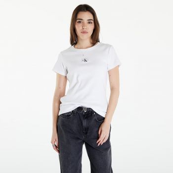 Calvin Klein Jeans Woven Label Rib Slim Short Sleeve Tee Bright White ieftin