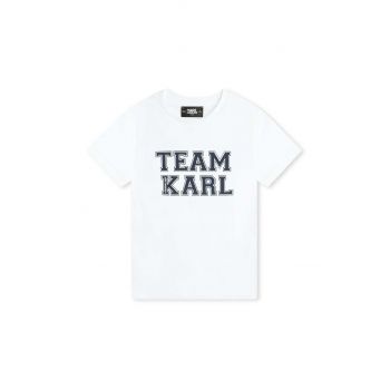 Karl Lagerfeld tricou de bumbac pentru copii culoarea alb, cu imprimeu