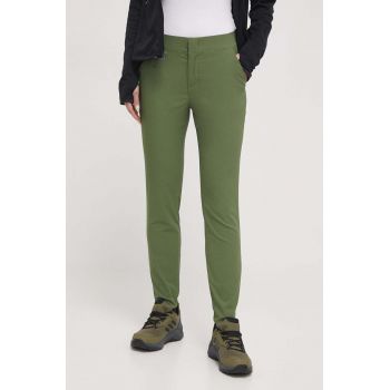 Columbia pantaloni Firwood Camp II femei, culoarea verde, mulată, medium waist 1885343