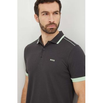 BOSS Green polo de bumbac culoarea gri, uni 50512995