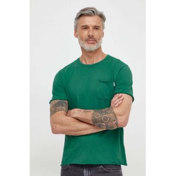 Pepe Jeans tricou din bumbac Single Carrinson barbati, culoarea verde, neted