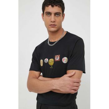 PS Paul Smith tricou din bumbac barbati, culoarea negru, cu imprimeu