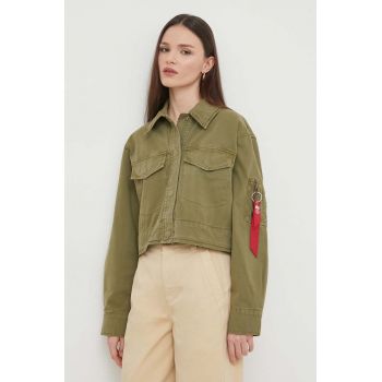 Alpha Industries jacheta de bumbac culoarea verde, de tranzitie, oversize