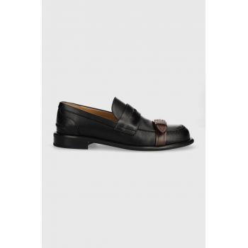 JW Anderson mocasini de piele Animated femei, culoarea negru, cu toc plat, ANW42043A