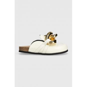 JW Anderson slapi de piele Chain Loafer femei, culoarea bej, ANW35004E