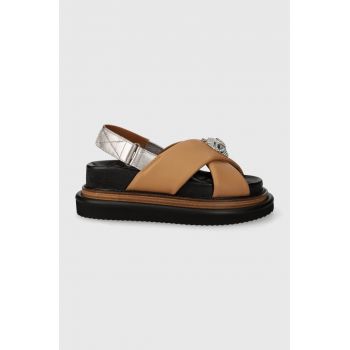 Kurt Geiger London sandale de piele Orson Cross Strap Sandal femei, culoarea bej, cu platformă 9992248109