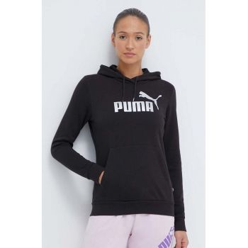 Puma bluză trening culoarea negru, cu glugă, imprimeu 849096