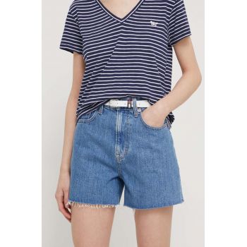 Tommy Jeans pantaloni scurți femei, uni, high waist DW0DW17646