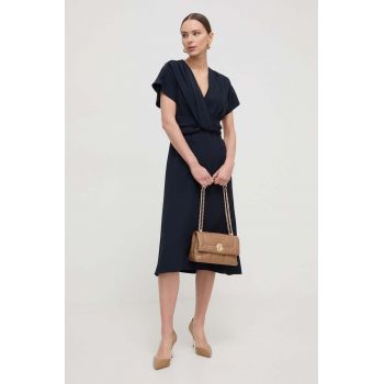 BOSS rochie culoarea bleumarin, midi, evazați 50515198