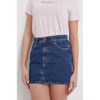 Pepe Jeans fustă din denim culoarea bleumarin, mini, dreaptă