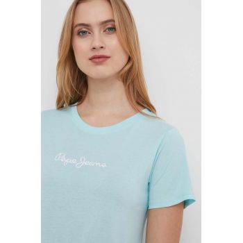 Pepe Jeans tricou din bumbac femei, culoarea turcoaz ieftin