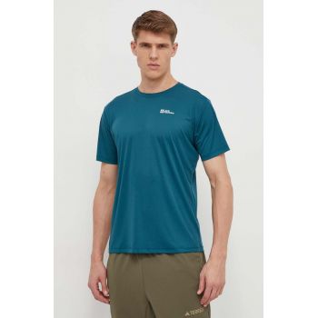 Jack Wolfskin tricou sport Tech culoarea verde, neted