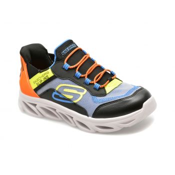 Pantofi SKECHERS negri, FLEX GLIDE, din piele ecologica