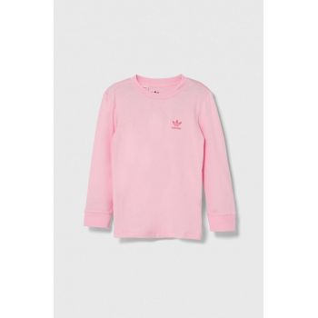 adidas Originals longsleeve din bumbac pentru copii culoarea roz