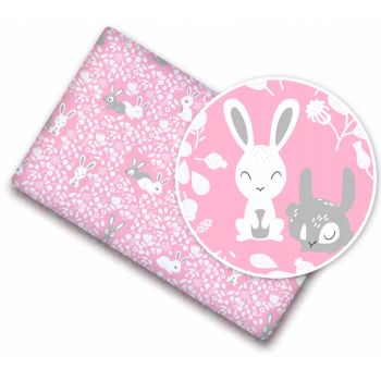 Cearceaf cu banda elastica 140x70 cm Pink Rabbit la reducere