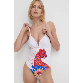 Desigual costum de baie dintr-o bucată culoarea alb, cupa usor rigidizata