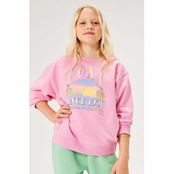 Roxy bluza copii MORNING HIKERGA culoarea roz, cu imprimeu