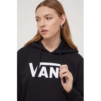 Vans bluza femei, culoarea negru, cu glugă, cu imprimeu