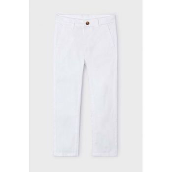 Mayoral pantaloni copii culoarea alb, neted