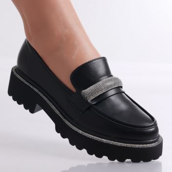 Pantofi dama casual Negri din Piele Ecologica Nima