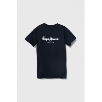 Pepe Jeans tricou de bumbac pentru copii culoarea albastru marin, cu imprimeu