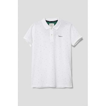 Pepe Jeans tricouri polo din bumbac pentru copii UMER culoarea alb, modelator