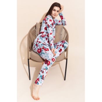 Pijama din amestec de bambus cu model floral Marion