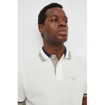 Barbour polo de bumbac culoarea bej, modelator