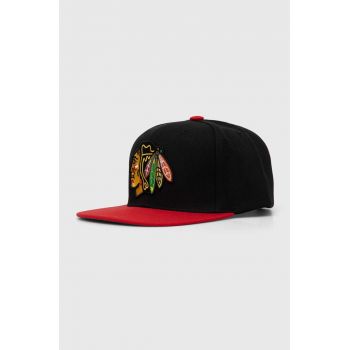 Mitchell&Ness sapca NHL CHICAGO BLACKHAWKS culoarea negru, cu imprimeu