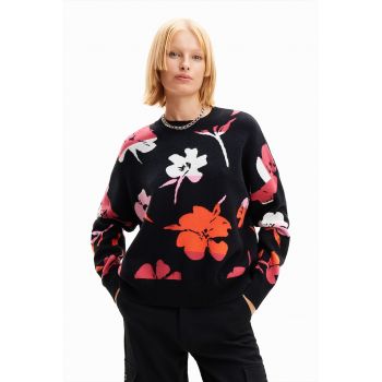 Pulover supradimensionat cu model floral