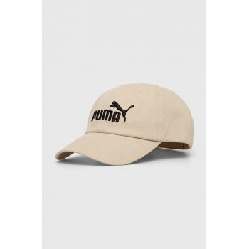 Puma șapcă de baseball din bumbac culoarea bej, cu imprimeu 24357