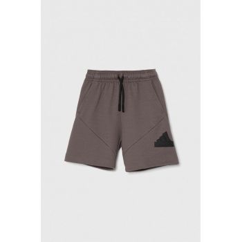 adidas pantaloni scurti copii culoarea gri, talie reglabila