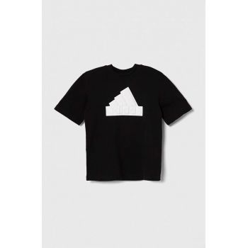 adidas tricou de bumbac pentru copii culoarea negru, cu imprimeu