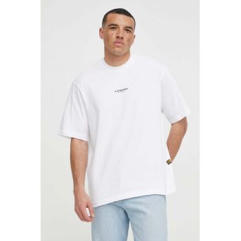 G-Star Raw tricou din bumbac barbati, culoarea alb, cu imprimeu