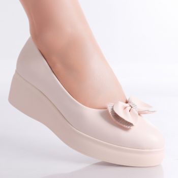 Pantofi Dama cu Platforma Nude din Piele Ecologica Inloy