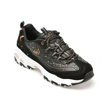 Pantofi SKECHERS negri, D LITES, din piele naturala