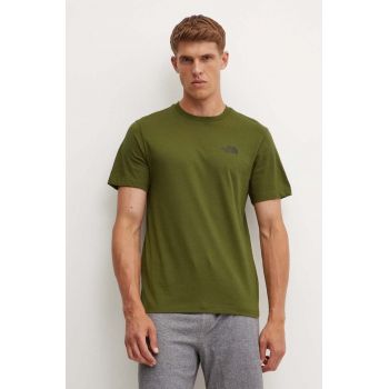 The North Face tricou M S/S Simple Dome Tee barbati, culoarea verde, cu imprimeu, NF0A87NGPIB1