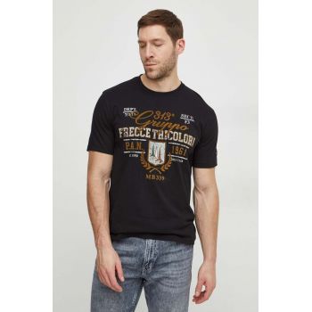 Aeronautica Militare tricou din bumbac barbati, culoarea negru, cu imprimeu