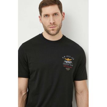 Aeronautica Militare tricou din bumbac barbati, culoarea negru, cu imprimeu