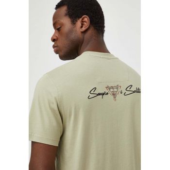 Aeronautica Militare tricou din bumbac barbati, culoarea verde, cu imprimeu