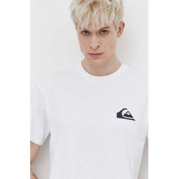 Quiksilver tricou din bumbac barbati, culoarea alb, cu imprimeu ieftin