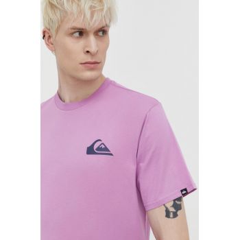 Quiksilver tricou din bumbac barbati, culoarea violet, cu imprimeu ieftin