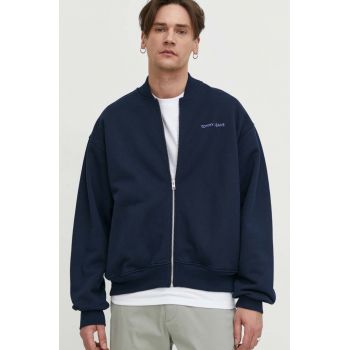 Tommy Jeans hanorac de bumbac bărbați, culoarea bleumarin, uni DM0DM18406